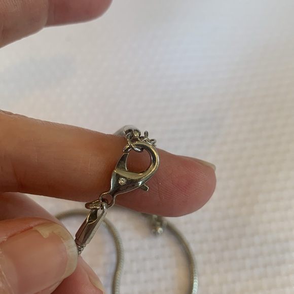 Long Silver Tone Statement Necklace with Sparkle and Chain Tassel - Picture 4 of 8